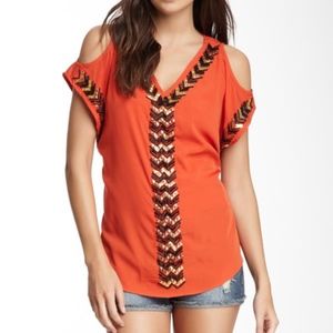 Romeo & Juliet Couture Embellished Blouse - Orange